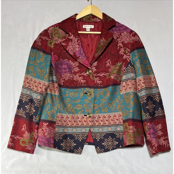 Coldwater Creek Blazer Womens W18 Tapestry Patchwork Colorful Artsy Jacket - Picture 1 of 15